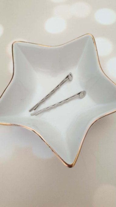 5 Supports barrette en métal couleur argentée - longueur : 5cm