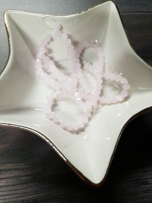 Perles en verre à facettes , couleur : rose translucide irisé, x10 