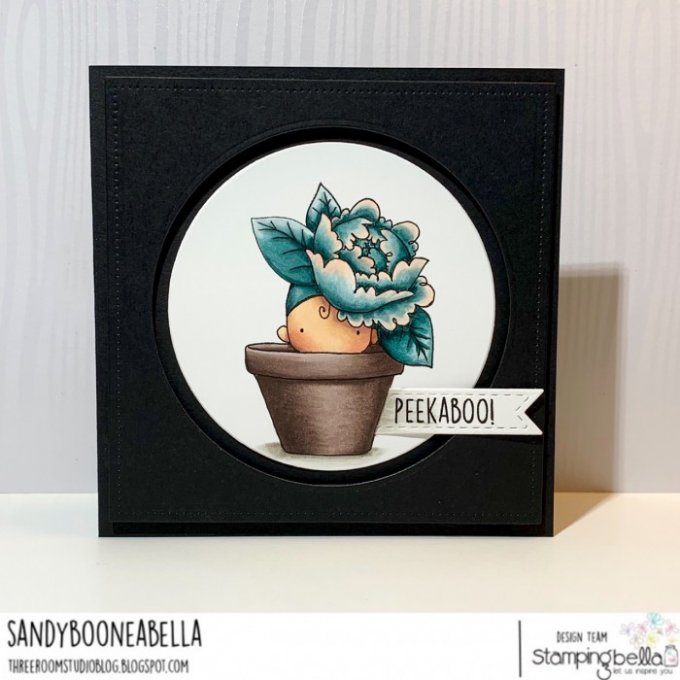 Tampon caoutchouc Stamping Bella, Peony baby in a pot - dimensions : 4.5x6.5cm env.