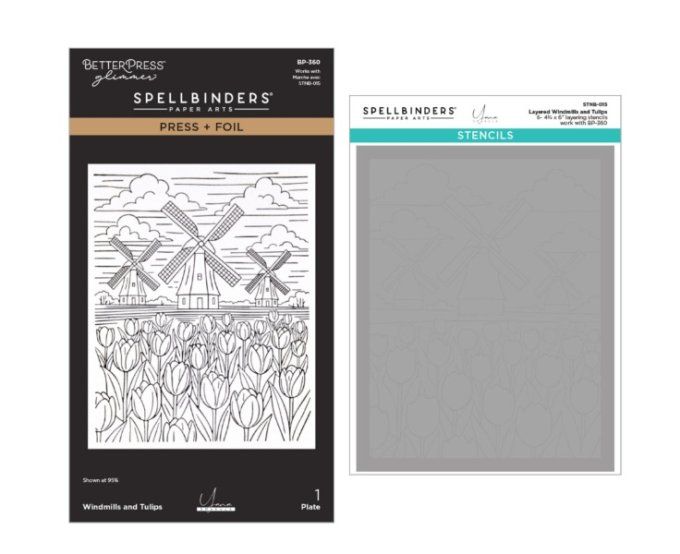 Spellbinders, Moulins et tulipes - BetterPress glimmer