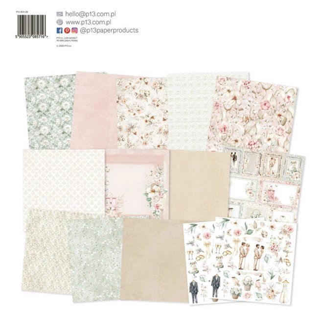 Ensemble de 12 feuilles, format 30.5x30.5cm, P13, Beautiful moments, motif recto verso