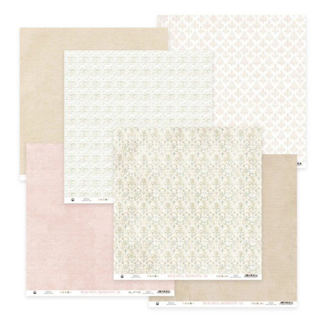 Ensemble de 6 feuilles, format 30.5x30.5cm, P13, Beautiful moments, motif recto verso