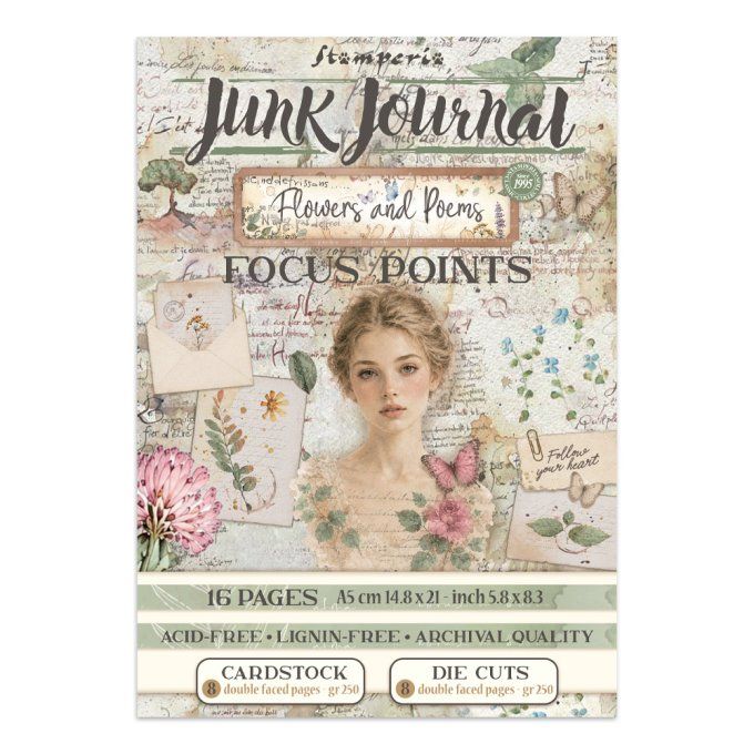 Stamperia, Junk Journal, kit créatif, Collection Flowers and Poems