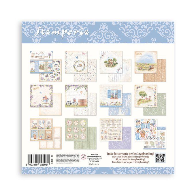 Collection Welcome Home, 30x30cm - 10 feuilles motif recto verso - Stamperia - 190g