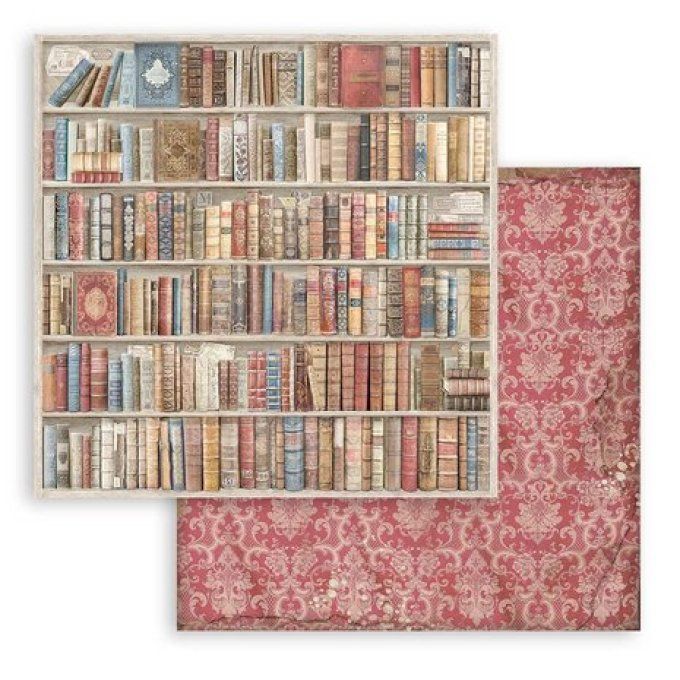 Collection Vintage library, Background, 30x30cm - 10 feuilles motif recto verso - Stamperia - 190g