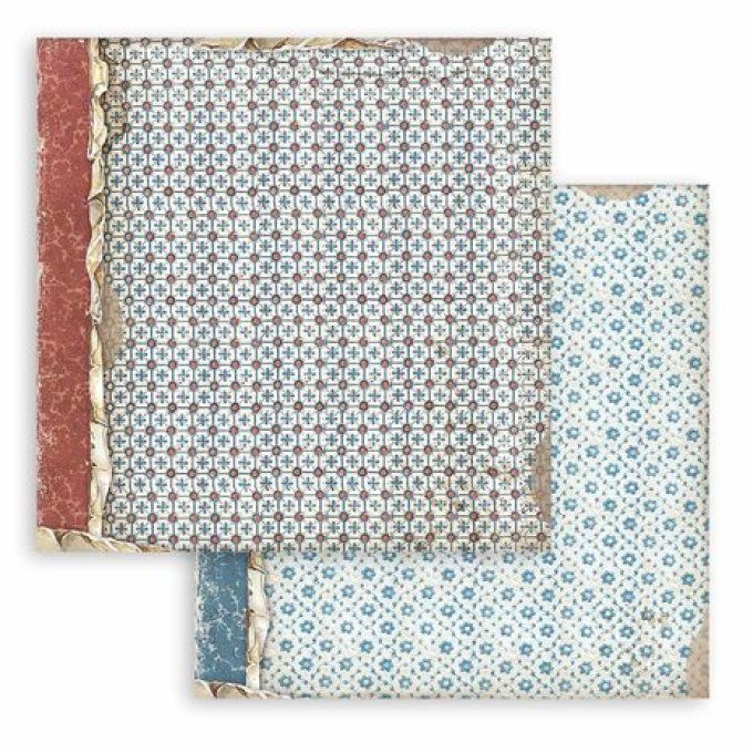 Collection Vintage library, Background, 30x30cm - 10 feuilles motif recto verso - Stamperia - 190g