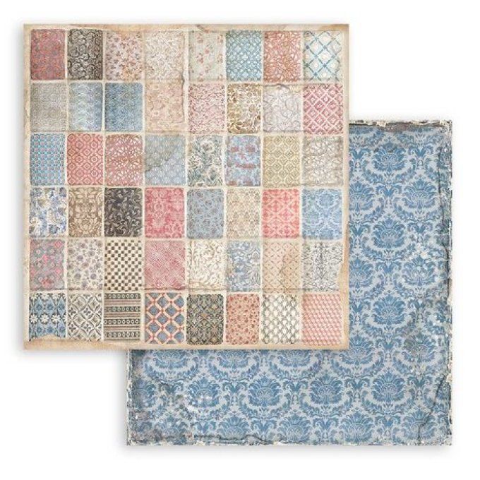 Collection Vintage library, Background, 30x30cm - 10 feuilles motif recto verso - Stamperia - 190g