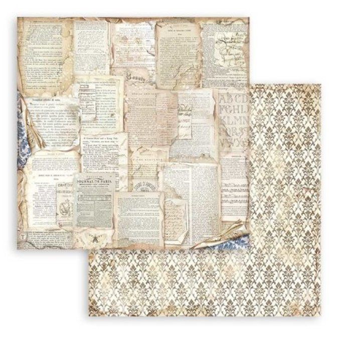 Collection Vintage library, Background, 30x30cm - 10 feuilles motif recto verso - Stamperia - 190g