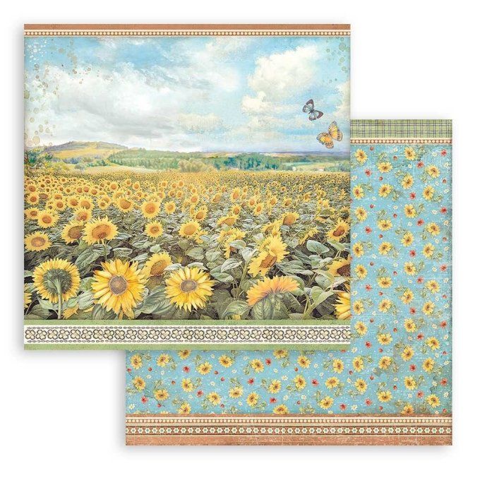 Collection Sunflower Art, 30x30cm - 10 feuilles motif recto verso - Stamperia - 190g 