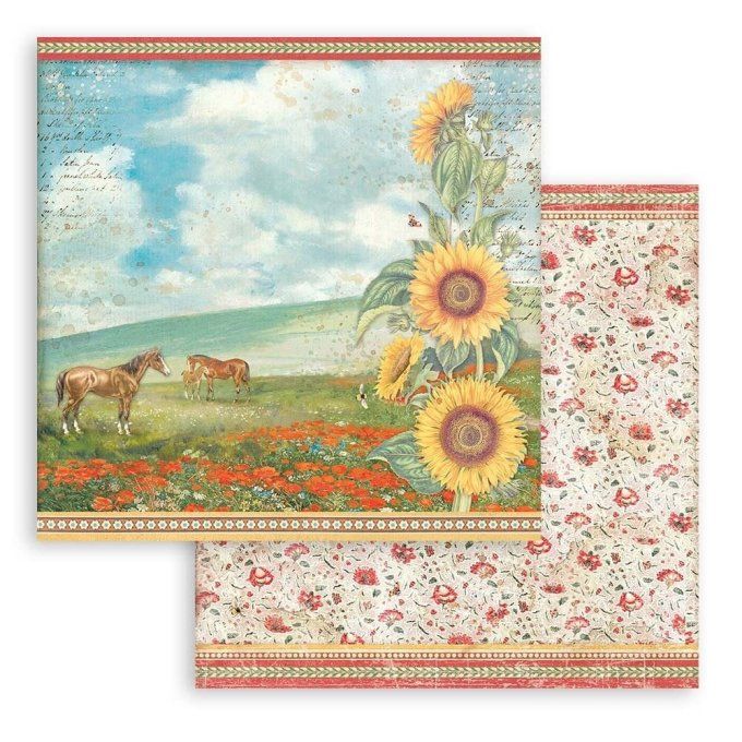 Collection Sunflower Art, 30x30cm - 10 feuilles motif recto verso - Stamperia - 190g 