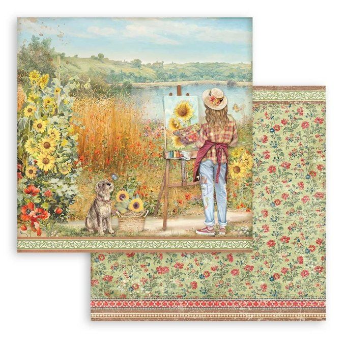 Collection Sunflower Art, 30x30cm - 10 feuilles motif recto verso - Stamperia - 190g 