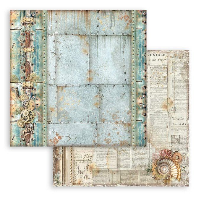 Collection Songs of the sea, background, 30x30cm - 10 feuilles motif recto verso - Stamperia