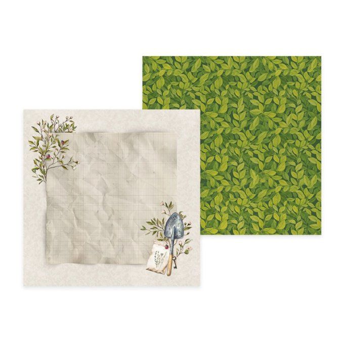 Ensemble de 12 feuilles, format 15x15cm, P13, Breathe and Bloom, motif recto verso
