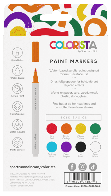 8 Paint markers - Colorista by spectrum noir - Bold basics
