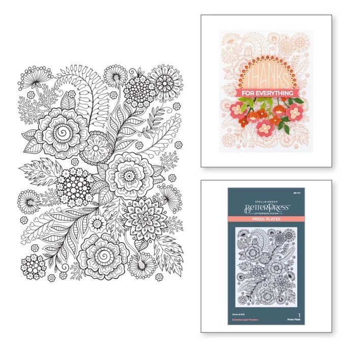 Press plate pour Betterpress, Spellbinders  - Kaleidoscope flowers