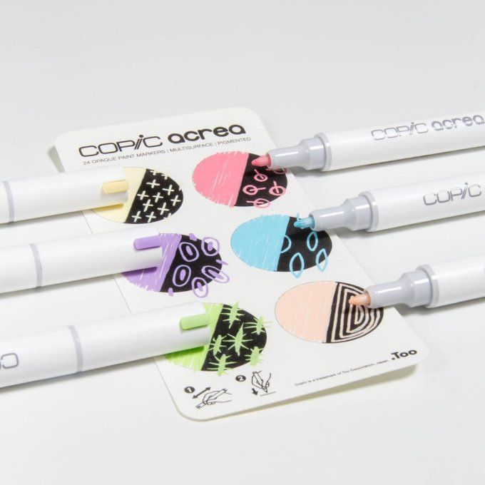 6 marqueurs Copic Acrea - Encre pigmentée opaque à base d'eau - Light