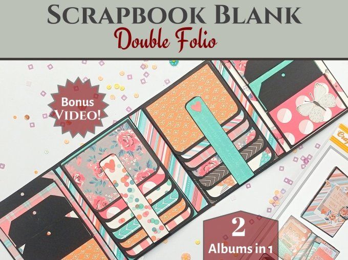 Kit créatif - Double folio, 2 bases : noir et kraft, dim. projet terminé 16,51cmx11,43cm environ