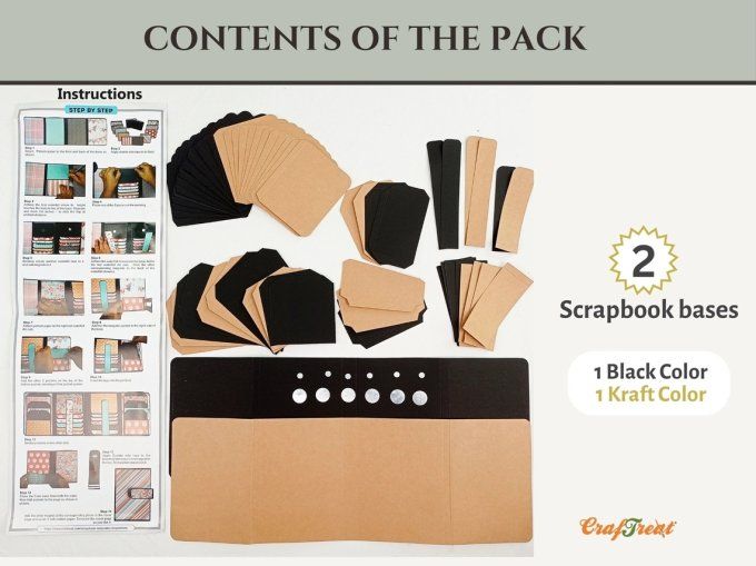 Kit créatif - Double folio, 2 bases : noir et kraft, dim. projet terminé 16,51cmx11,43cm environ