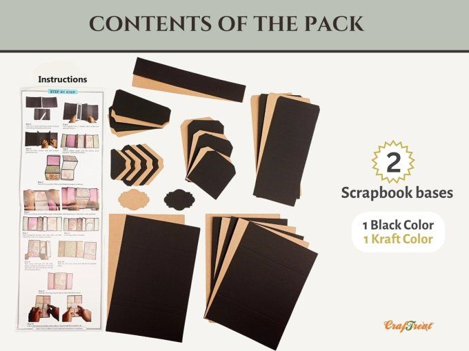 Kit créatif - 2 kits - Flip Flap folio, dimension projet terminé 13.3x18.4cm environ