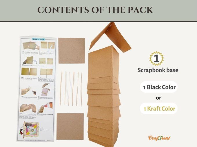 Kit créatif - Piano hinge binding book, base kraft, dim. projet terminé 16,5cm x 15cm environ