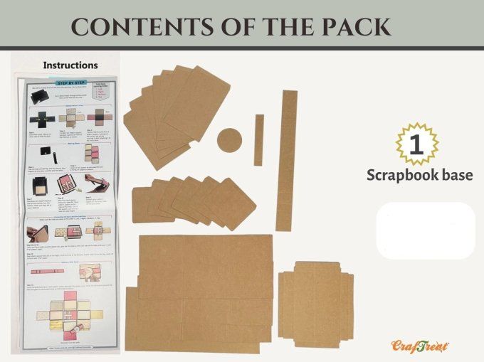 Kit créatif - Expanding folio, base kraft, dimension projet terminé 16,5cm x 11,5cm x 3,8cm environ