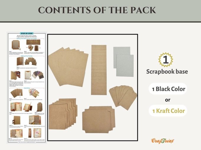 Kit créatif - Accordion hinge book, base kraft, dimension projet terminé 18.41x13.33x4.45cm environ 