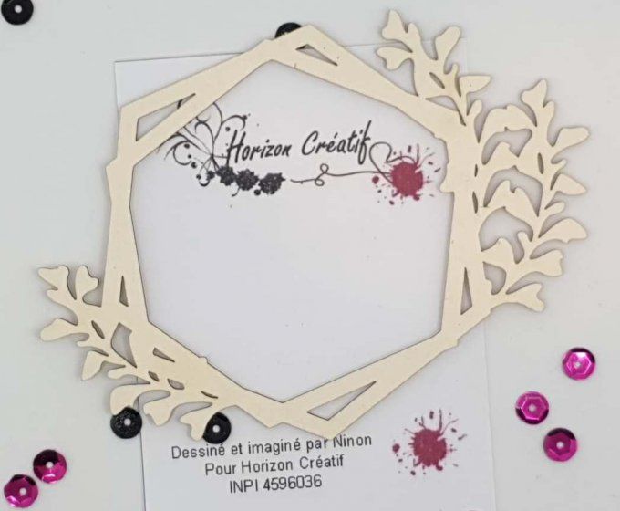 Chipboard : Cadre Hexagone et feuillage, à l'unité