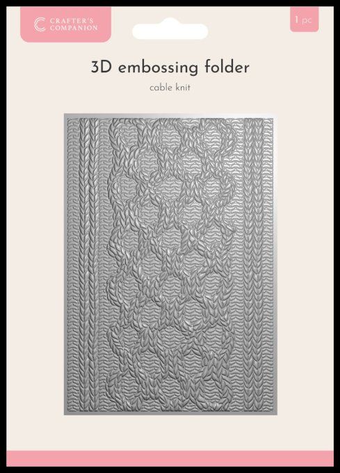 Classeur d'embossage, Crafter's companion, Cable knit - dimension : 12.7cm x 17.8cm environ 