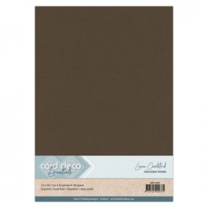 Cardstock Couleur : Chocolate brown, 240g, lot de 10 feuilles - Format A4 (texturé) , card deco 