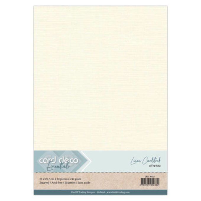 Cardstock Couleur : Off-white, 240g, lot de 10 feuilles - Format A4 (texturé) , card deco