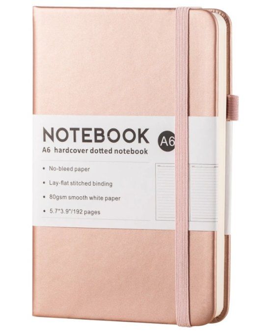Carnet ligné, format A5 - épaisseur papier 80gsm - 192 pages - rose gold