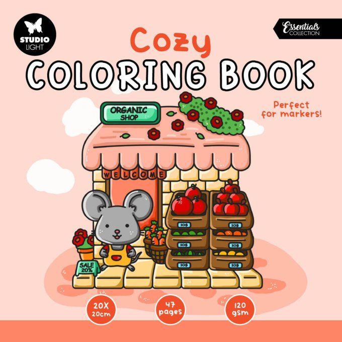 StudioLight - Cozy - Livre de coloriage, 47 pages - format 20x20cm