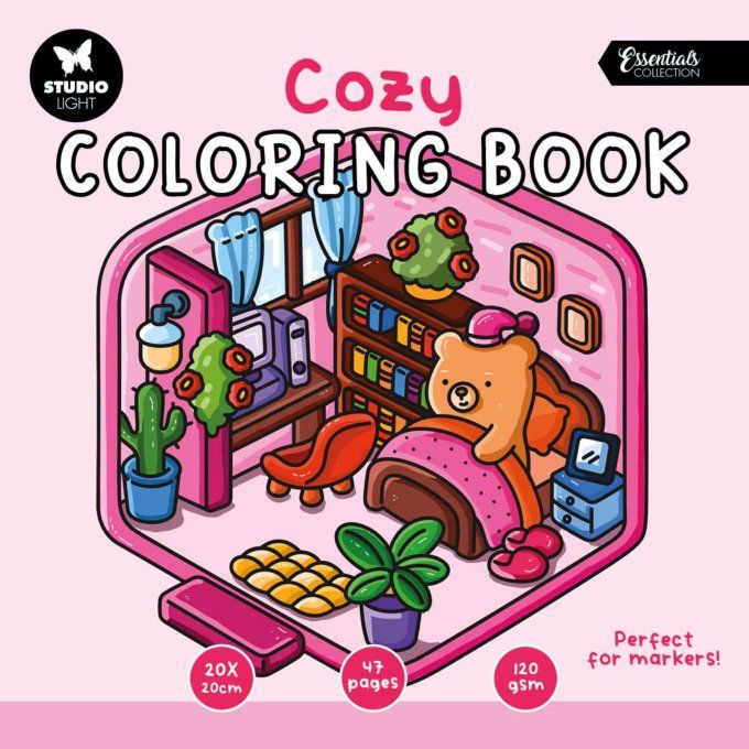 StudioLight - Cozy - Livre de coloriage, 47 pages - format 20x20cm