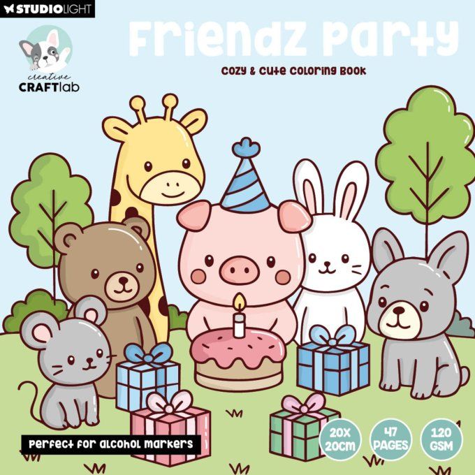 StudioLight - Cozy - Livre de coloriage, 47 pages, Friendz party - format 20x20cm