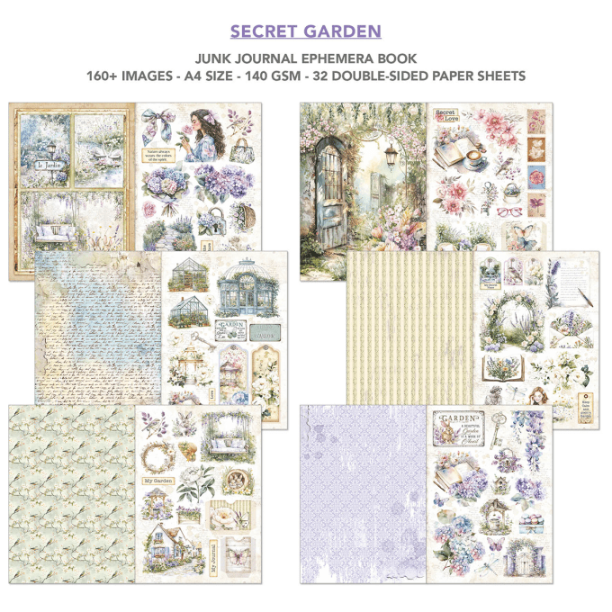 Secret garden, format A4 - 32 feuilles de papier recto verso