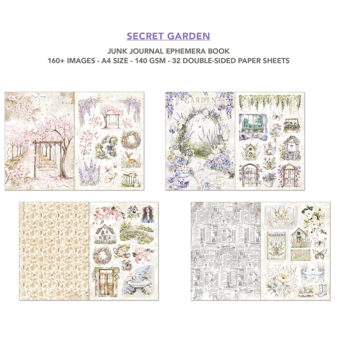 Secret garden, format A4 - 32 feuilles de papier recto verso