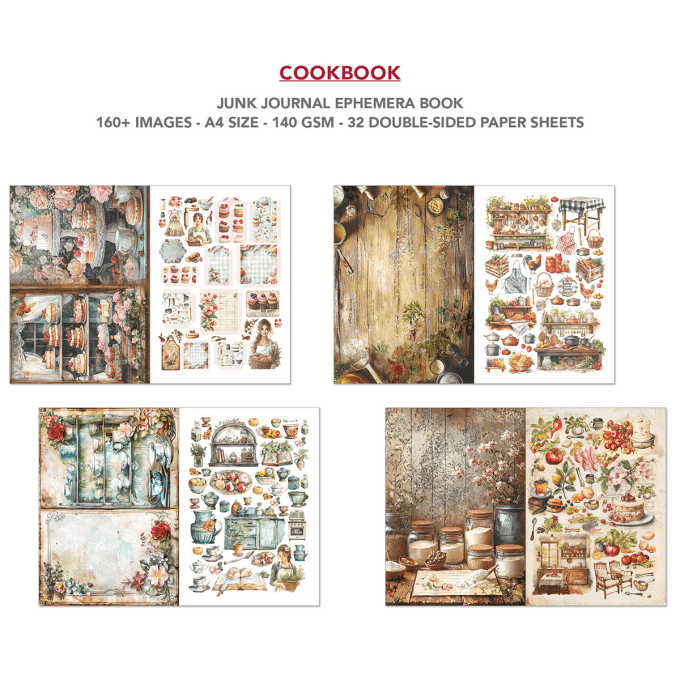 Cookbook, format A4 - 32 feuilles de papier recto verso 