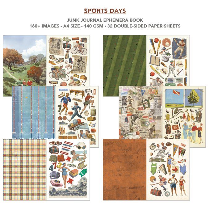 Ciao bella - Ephemera book, Sports days - format A4 - 32 feuilles
