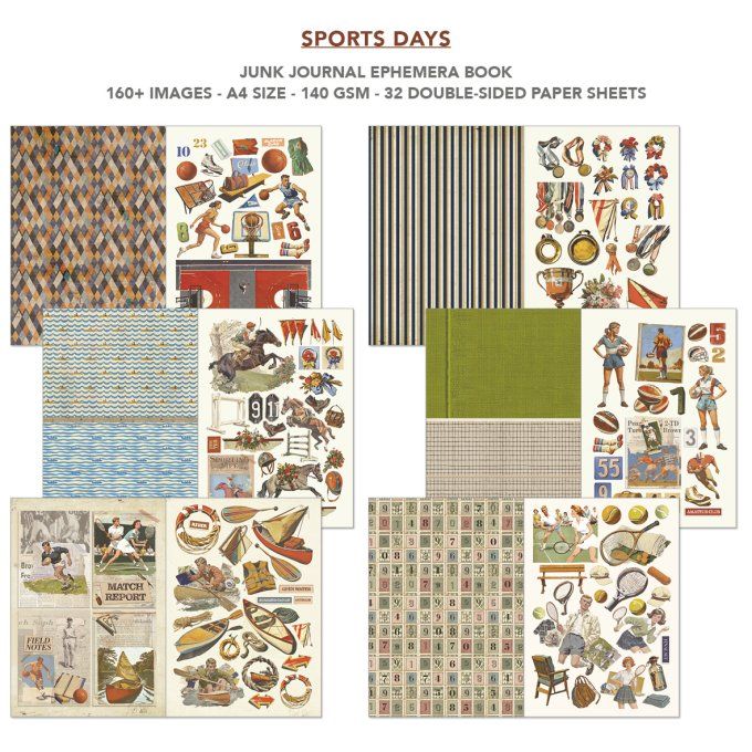 Ciao bella - Ephemera book, Sports days - format A4 - 32 feuilles