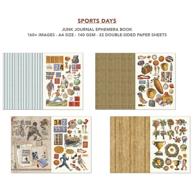 Ciao bella - Ephemera book, Sports days - format A4 - 32 feuilles