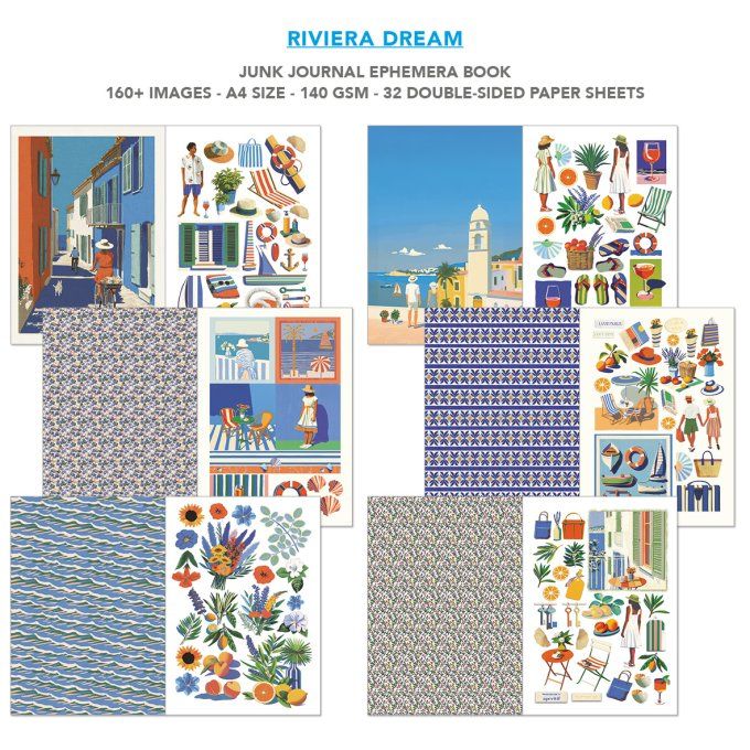 Ciao bella - Ephemera book, Riviera dream - format A4 - 32 feuilles 