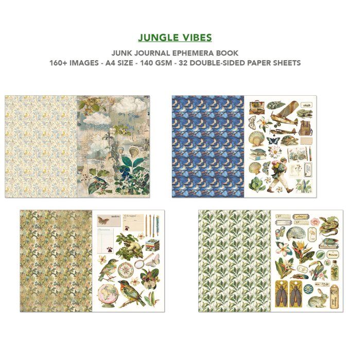 Ciao bella - Ephemera book, Jungle vibes - format A4 - 32 feuilles 