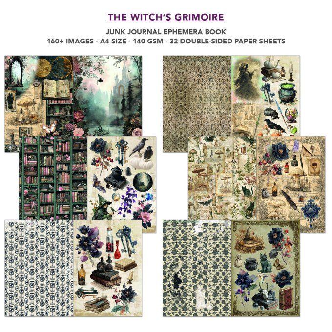 Ciao bella - Ephemera book, The Witch's grimoire - format A4 - 32 feuilles