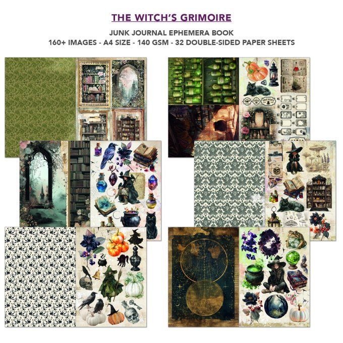 Ciao bella - Ephemera book, The Witch's grimoire - format A4 - 32 feuilles