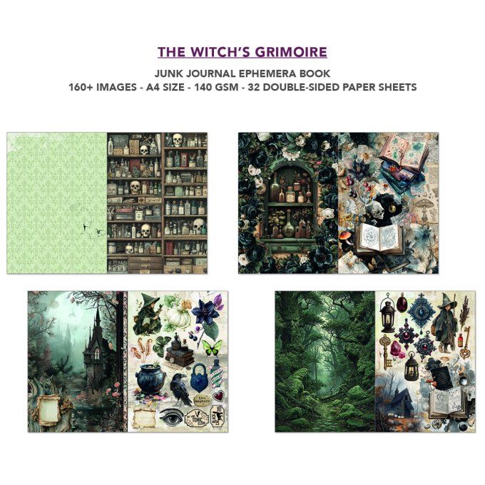 Ciao bella - Ephemera book, The Witch's grimoire - format A4 - 32 feuilles