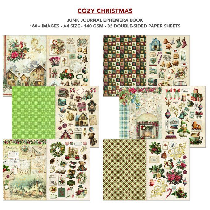 Ciao bella - Ephemera book, Cozy christmas - format A4 - 32 feuilles
