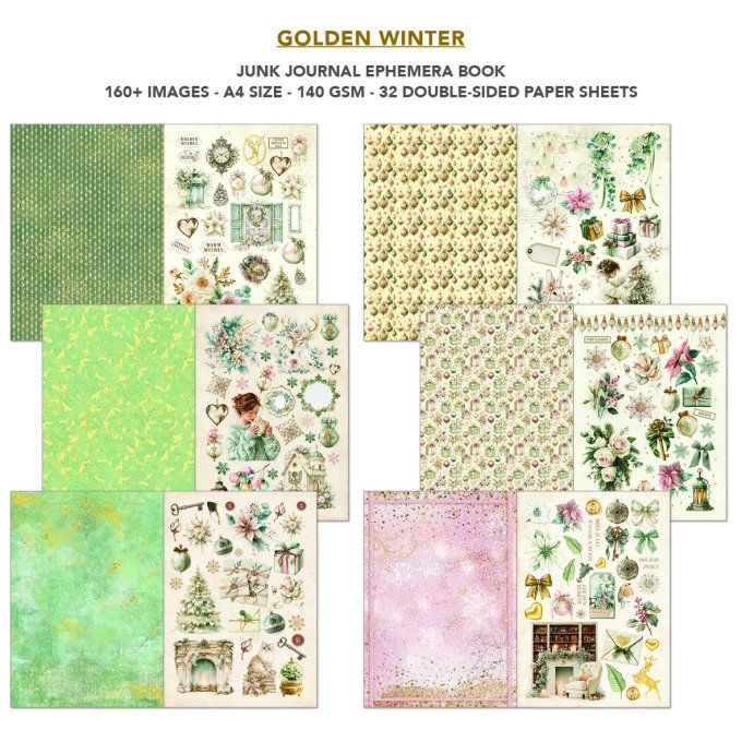 Ciao bella - Ephemera book, Golden winter - format A4 - 32 feuilles 