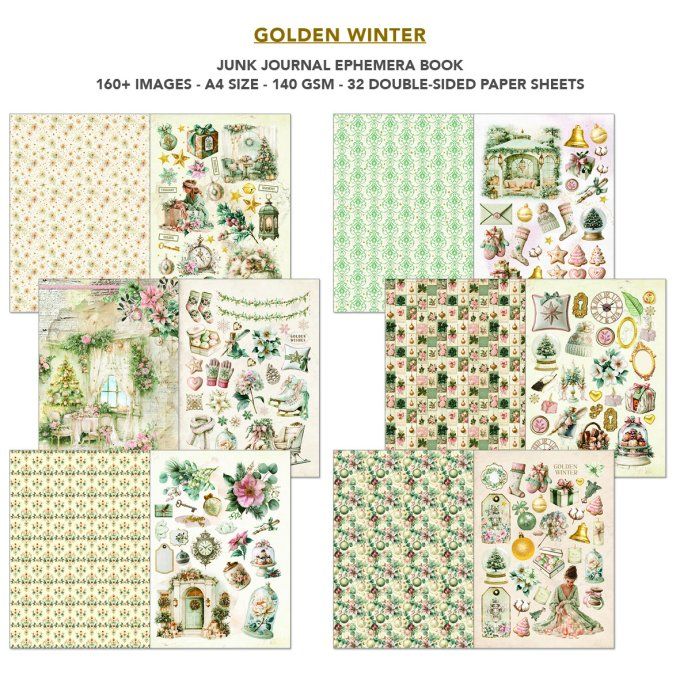 Ciao bella - Ephemera book, Golden winter - format A4 - 32 feuilles 