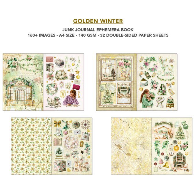 Ciao bella - Ephemera book, Golden winter - format A4 - 32 feuilles 