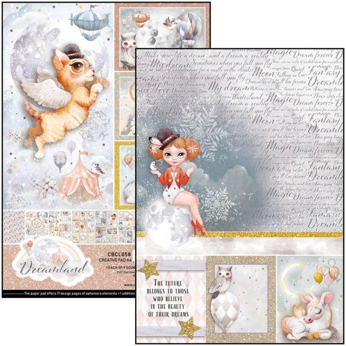 Bloc Ciao Bella, collection Dreamland,  Format A4 - 9 feuilles - 190gsm